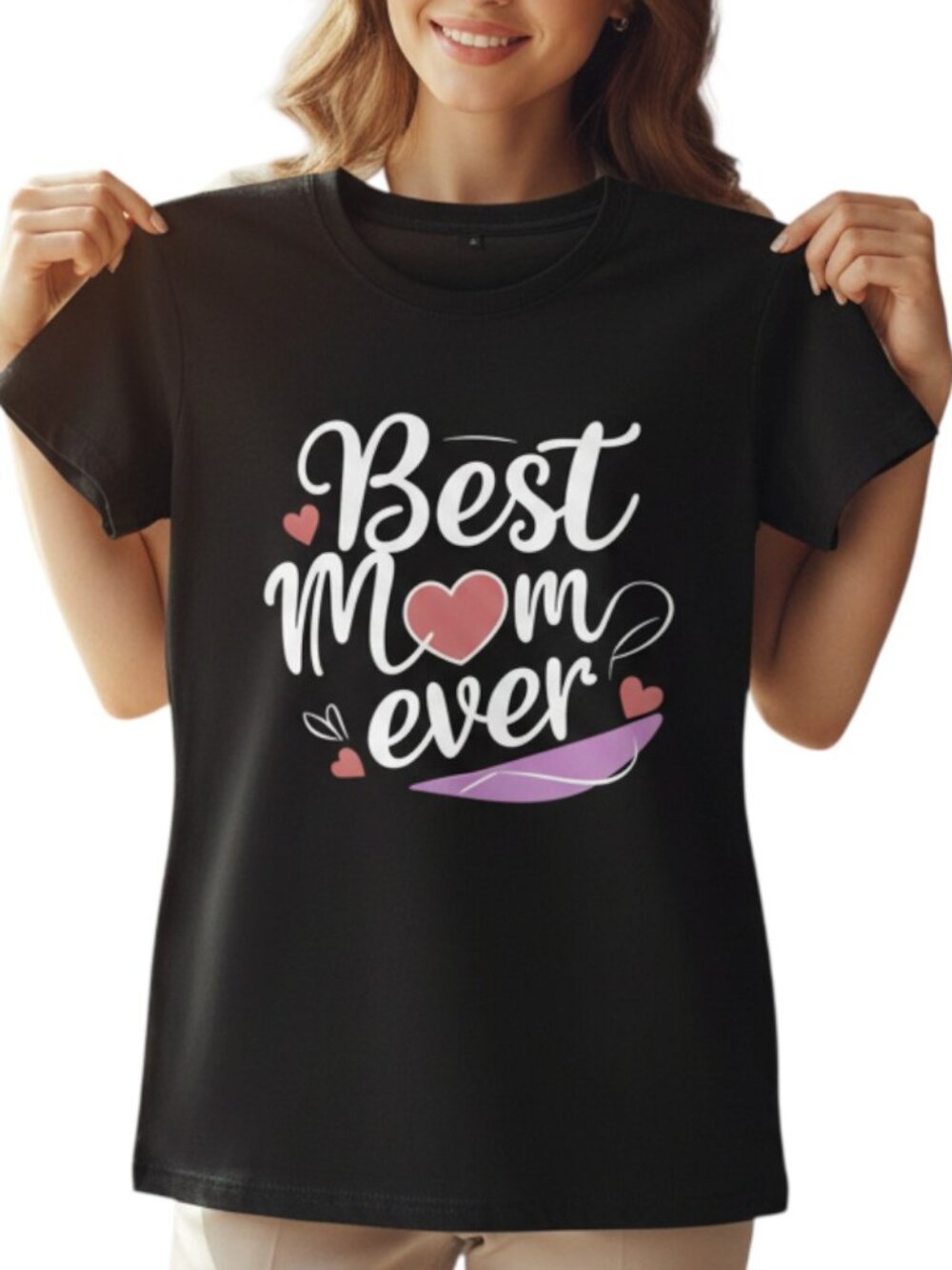 Best Mom Ever T Shirt Cotton Gift for Mother’s Day Birthday Black